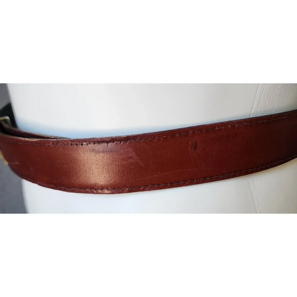 Vintage YSL Yves Saint Laurent Black‎ & Brown Reversible Leather Belt 37
